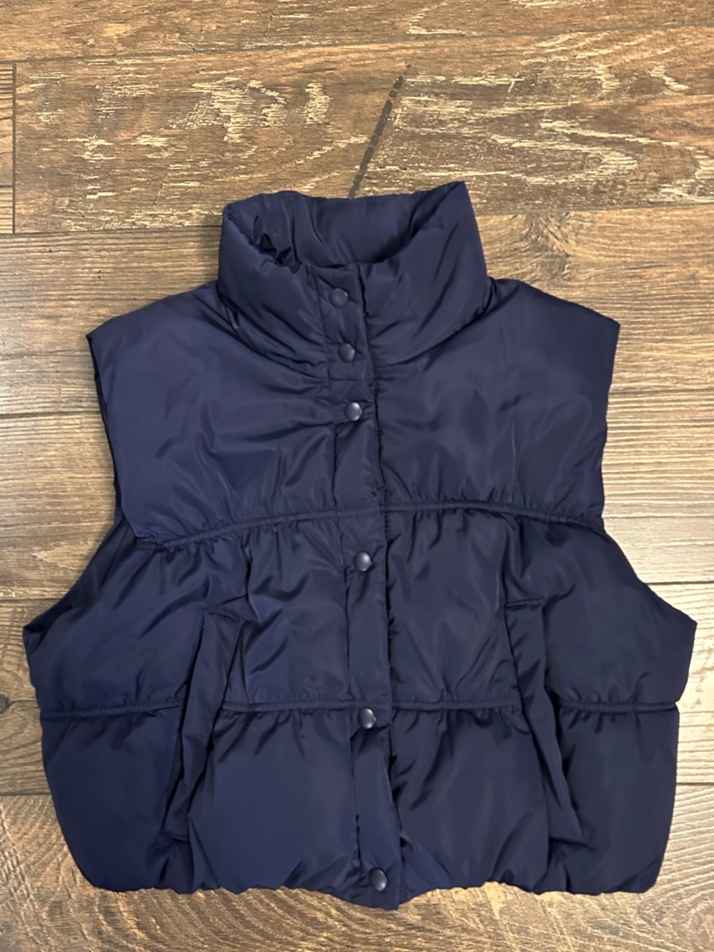H&M Navy Quilted Cropped Puffer Vest